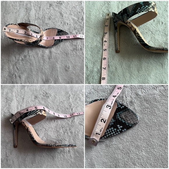 Steve Madden Amaya Clear Slide Sandal Blue Snake Reptile Print Leather Y2K Sz 7 - Picture 15 of 15